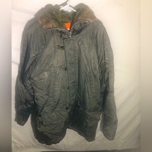 Preloved Mens (L-XL)Sears Work Leisure Hooded Winter Jacket.Green/Orange